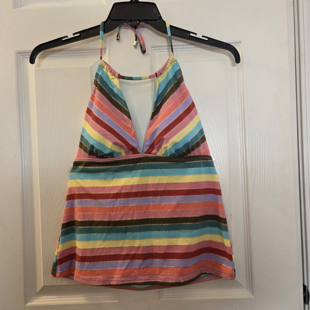 Gibson Latimer sz M rainbow striped tankini swim top NWT beach‎ summer cruise